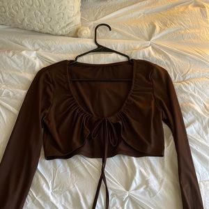 Adorable chocolate brown going out top!
